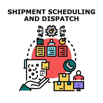 Shipment scheduling and dispatching logistic process management Ilustração Stock