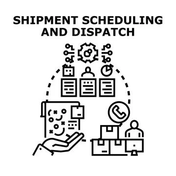 Shipment scheduling and dispatching logistic process management Ilustração Stock