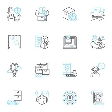Shipment Services linear icons set. Logistics, Delivery, Transport, Dispatch 스톡 일러스트