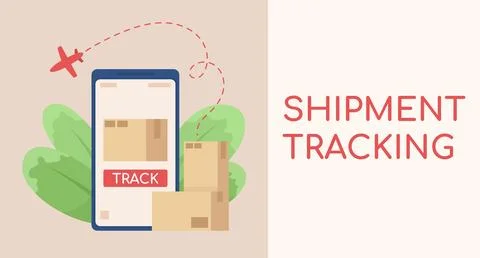 Shipment tracking flat vector banner template Stock Illustration