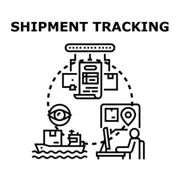 Shipment tracking global delivery logistics process Stock Illustration