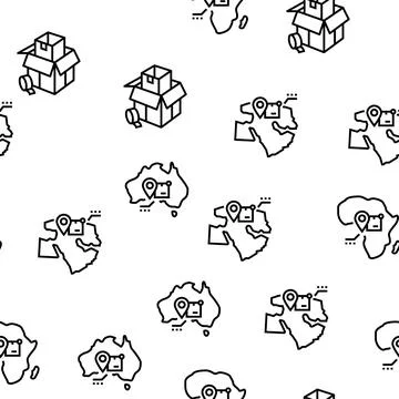 Shipment Tracking International Vector Seamless Pattern Stock Illustration