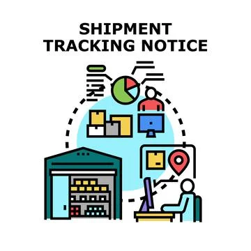 Shipment tracking notice delivering logistics information successfully Stock Illustration