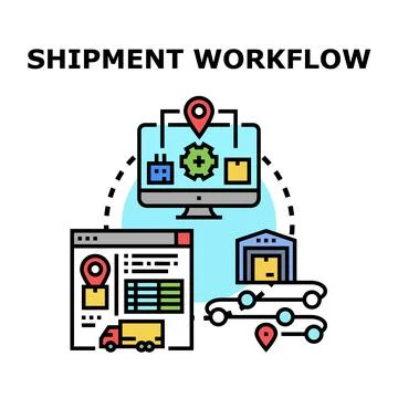 Shipment workflow managing logistics and delivery process 스톡 일러스트