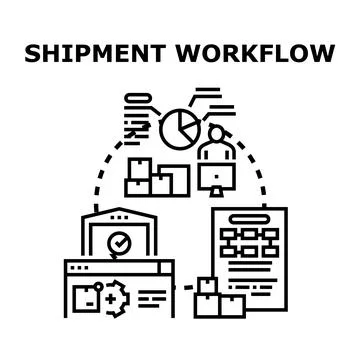 Shipment workflow process tracking logistics management Stock Illustration