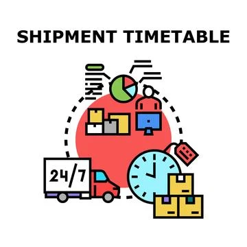 Shipments delivery logistic and commerce operations timetable Illustrazione stock