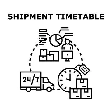 Shipments delivery logistic and commerce operations timetable Stock Illustration