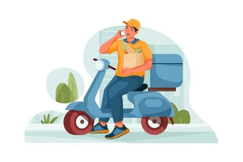 The shipper is calling the customer to notify them. Stock Illustration
