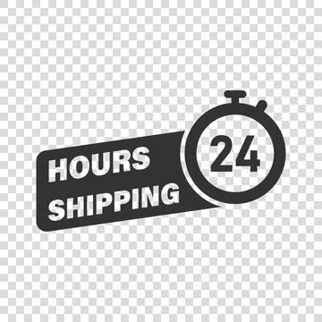Shipping 24 hours icon in flat style. Delivery countdown vector illustration  Stock Illustration