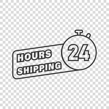 Shipping 24 hours icon in flat style. Delivery countdown vector illustration  Illustrazione stock