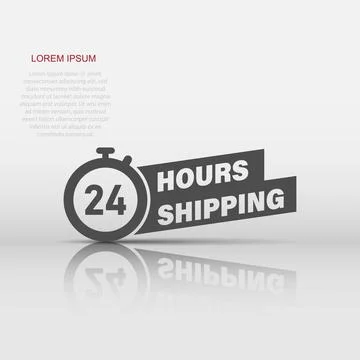 Shipping 24 hours icon in flat style. Delivery countdown vector illustratio.. 스톡 일러스트