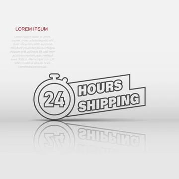 Shipping 24 hours icon in flat style. Delivery countdown vector illustratio.. イラスト素材