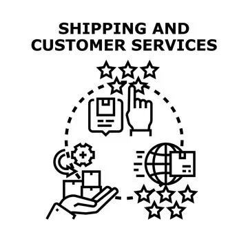 Shipping and customer services managing delivery feedback Stock Illustration