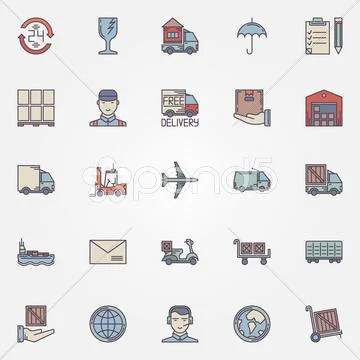 Shipping and delivery icons Stock Illustration