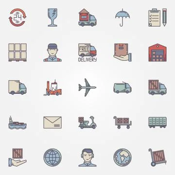 Shipping and delivery icons Stock Illustration