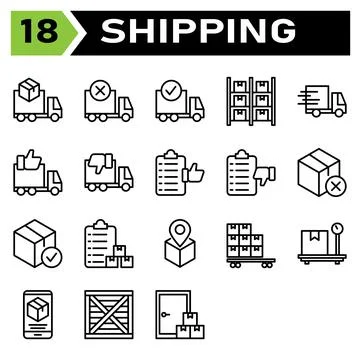 Shipping and logistic icon set include truck, delivery, shipping, box, order, Stock Illustration