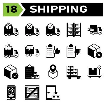 Shipping and logistic icon set include truck, delivery, shipping, box, order, Stock Illustration