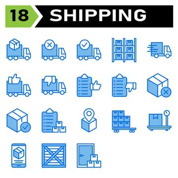 Shipping and logistic icon set include truck, delivery, shipping, box, order, Stock Illustration
