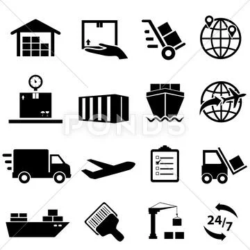 Shipping and logistics icons Stock Illustration