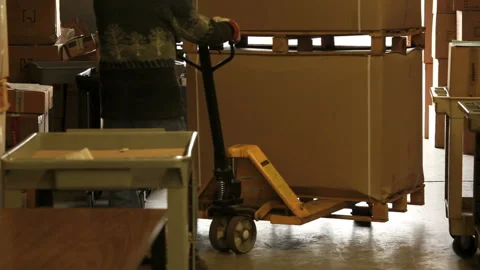 Shipping and receiving in a warehouse Stock Footage 132710459