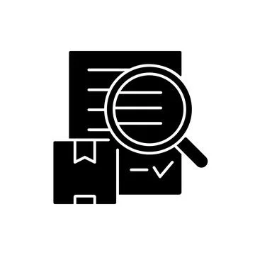 Shipping audit cargo transportation control black glyph icon Stockillustratie