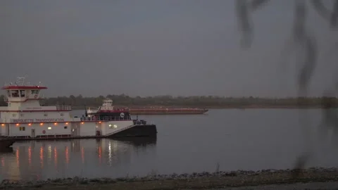 Shipping barges on a confluence Stock Footage 151858842
