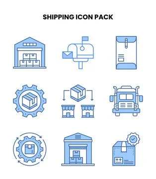 Shipping Blue Icons Pack Stock Illustration