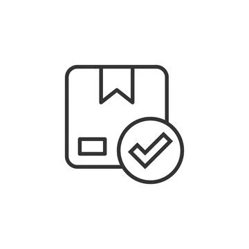 Shipping box check icon in flat style. Container approve vector illustration  Illustrazione stock