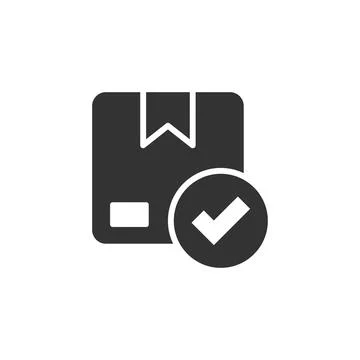 Shipping box check icon in flat style. Container approve vector illustration  库存插图