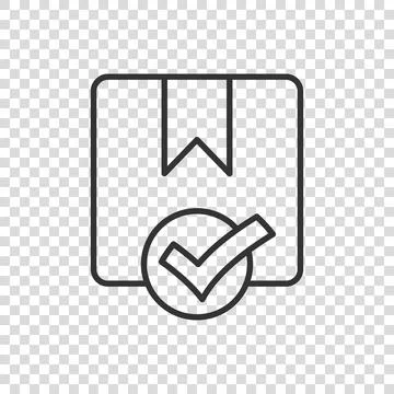 Shipping box check icon in flat style. Container approve vector illustration  스톡 일러스트
