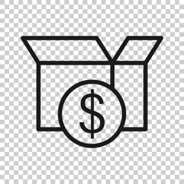 Shipping box with dollar icon in flat style. Container vector illustration on 스톡 일러스트