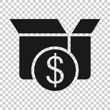 Shipping box with dollar icon in flat style. Container vector illustration on 스톡 일러스트