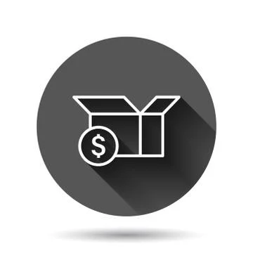 Shipping box with dollar icon in flat style. Container vector illustration on Stock Illustration