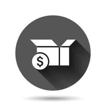 Shipping box with dollar icon in flat style. Container vector illustration on Stockillustratie