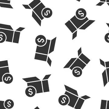 Shipping box with dollar icon in flat style. Container vector illustration on 스톡 일러스트