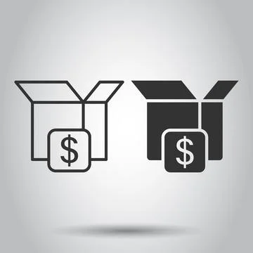 Shipping box with dollar icon in flat style. Container vector illustration on 스톡 일러스트