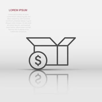 Shipping box with dollar icon in flat style. Container vector illustration .. 스톡 일러스트
