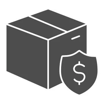 Shipping box with dollar solid icon, Purchase concept symbol, Delivery charge 스톡 일러스트