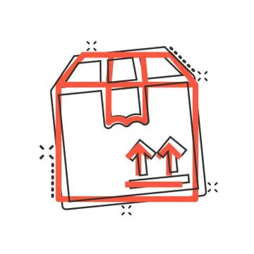 Shipping box icon in comic style. Container cartoon vector illustration on wh 库存插图
