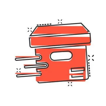 Shipping box icon in comic style. Container cartoon vector illustration on wh Illustrazione stock