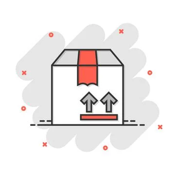 Shipping box icon in comic style. Container cartoon vector illustration on wh Stockillustratie