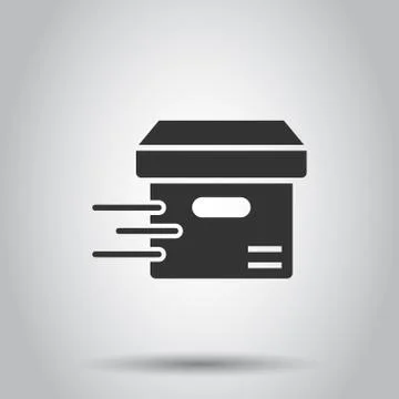 Shipping box icon in flat style. Container vector illustration on white isola イラスト素材