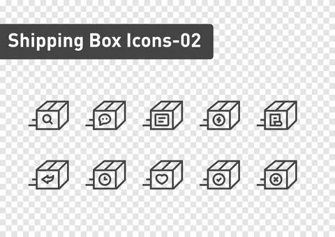Shipping box icon set isolated on transparency background ep02 Stock Illustration