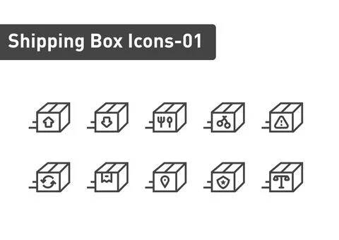 Shipping box icon set isolated on white background ep01 Stock Illustration