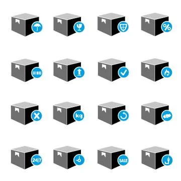 Shipping box icons Stock Illustration