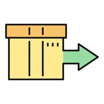 Shipping box moving forward indicating export or delivery Stock Illustration