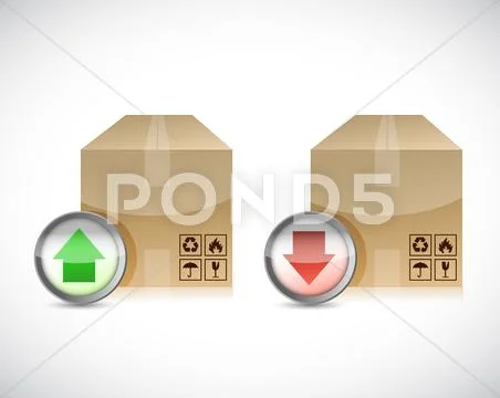 Shipping boxes. sending or receiving illustration Stock Illustration