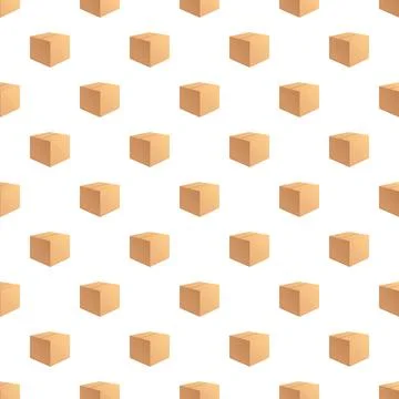 Shipping cardboard boxes seamless pattern on white イラスト素材