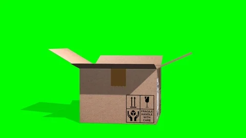 Shipping cardbox opens animation on green screen Stock-Footage 76149356
