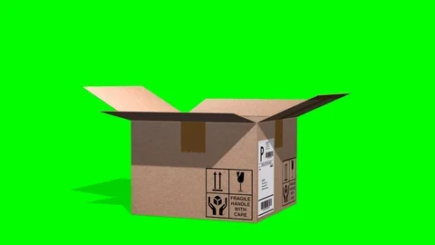 Shipping cardbox opens animation on green screen Stock Footage 76149376
